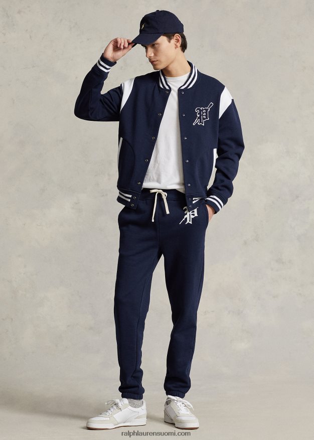 Ralph Lauren miehet fleece letterman -takki 0Z24ZR1059 risteily laivasto/valkoinen