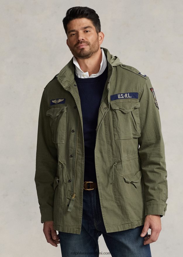 Ralph Lauren miehet ikoninen kenttätakki 0Z24ZR1797 oliivivuori/laastarit