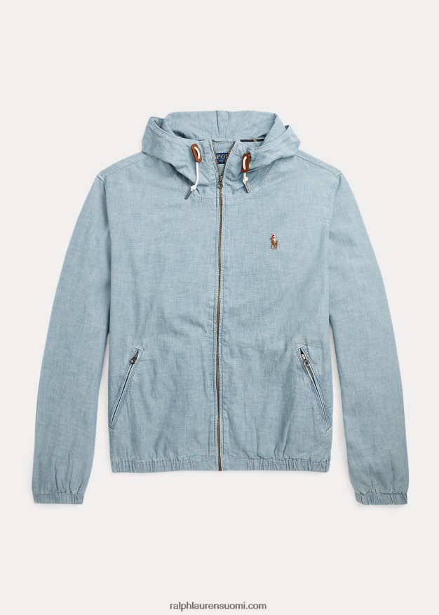 Ralph Lauren miehet indigo chambray hupullinen takki 0Z24ZR1384