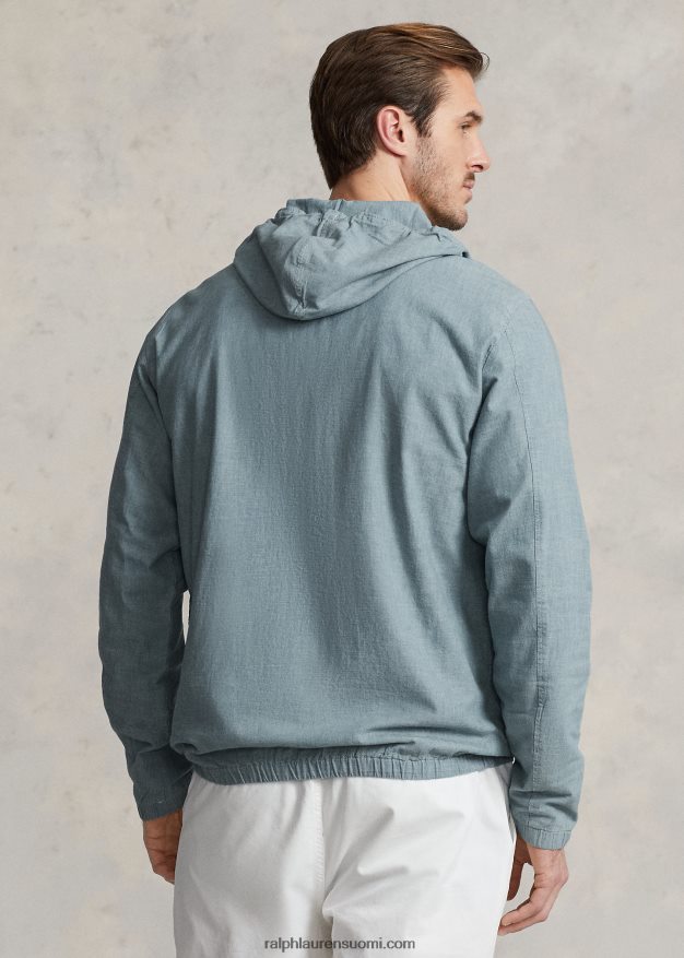 Ralph Lauren miehet indigo chambray hupullinen takki 0Z24ZR1384
