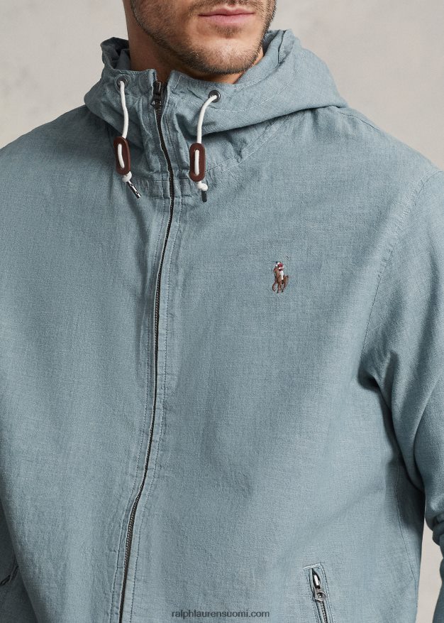 Ralph Lauren miehet indigo chambray hupullinen takki 0Z24ZR1384