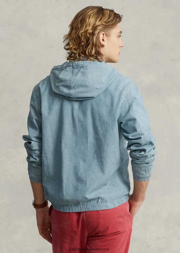 Ralph Lauren miehet indigo chambray hupullinen takki 0Z24ZR806 chambray