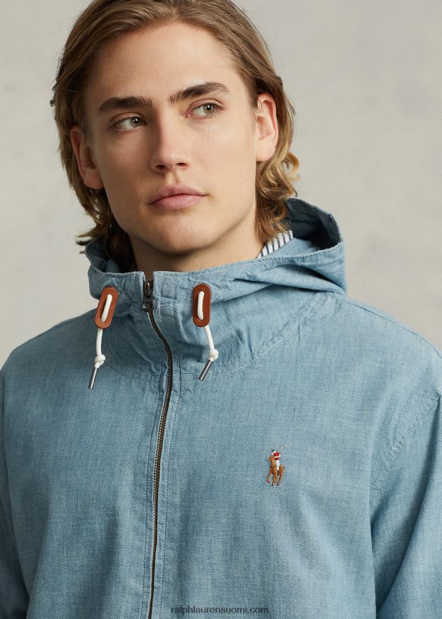 Ralph Lauren miehet indigo chambray hupullinen takki 0Z24ZR806 chambray