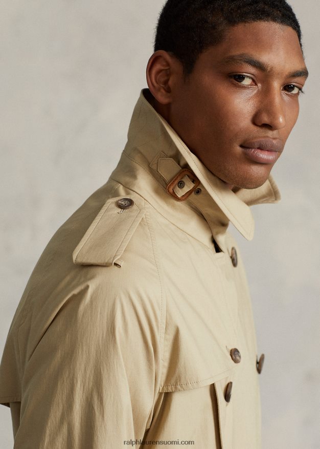 Ralph Lauren miehet joustava puuvillainen trenssitakki 0Z24ZR148 rusketus