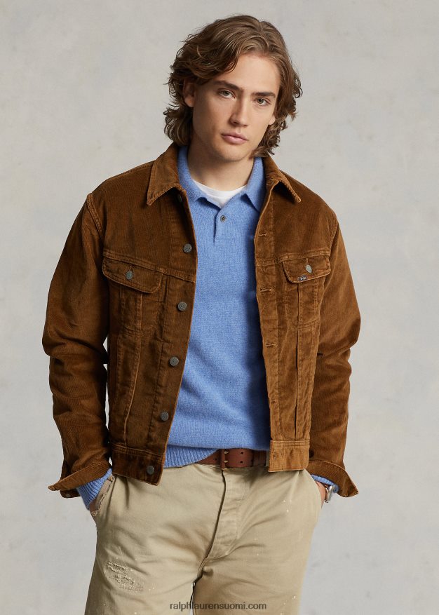 Ralph Lauren miehet joustava vakosametti kuorma-auton takki 0Z24ZR8492 khaki