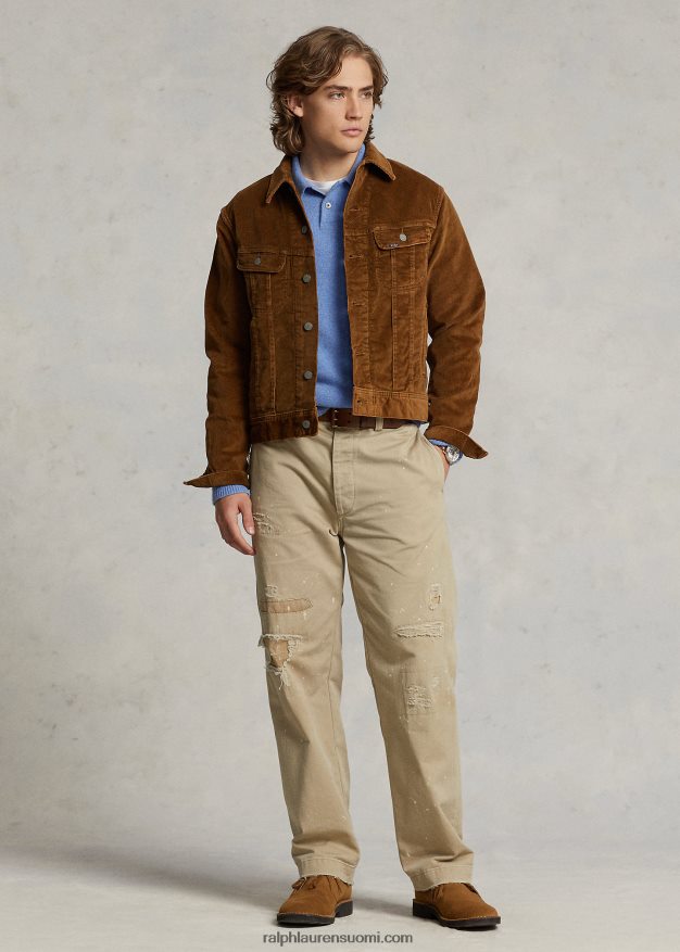 Ralph Lauren miehet joustava vakosametti kuorma-auton takki 0Z24ZR8492 khaki