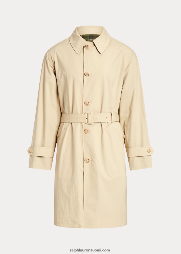 Ralph Lauren miehet käännettävä popliini-madras balmacaan-takki 0Z24ZR1274 oliivi multi