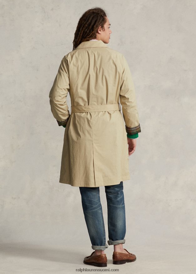 Ralph Lauren miehet käännettävä popliini-madras balmacaan-takki 0Z24ZR1274 oliivi multi
