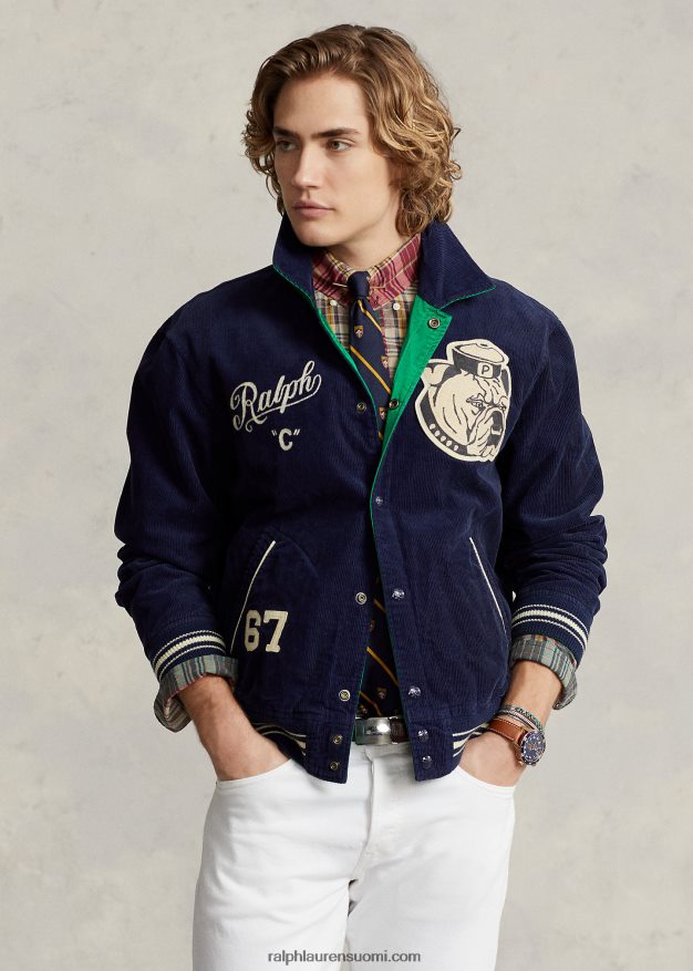 Ralph Lauren miehet käännettävä yliopisto-vaikutteinen takki 0Z24ZR1073 Newport Navy/Royal