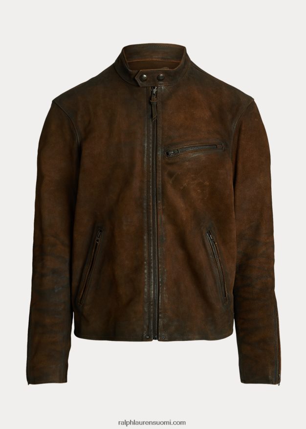 Ralph Lauren miehet karkea mokkanahka cafe racer -takki 0Z24ZR1127 smith brown