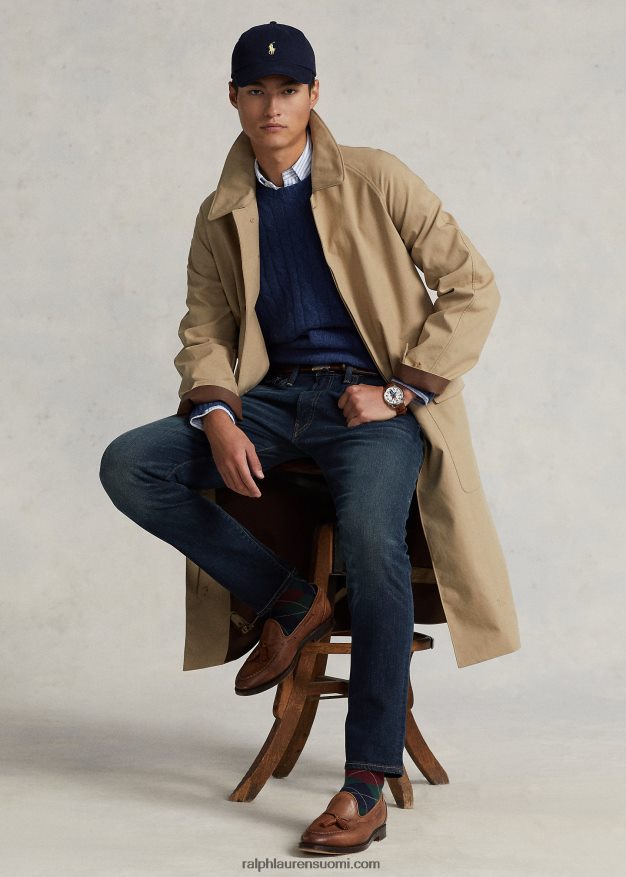 Ralph Lauren miehet kudottu puuvillainen kävelytakki 0Z24ZR1212 beige/tiikki