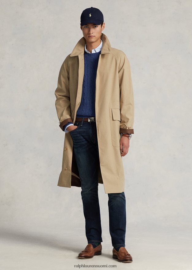 Ralph Lauren miehet kudottu puuvillainen kävelytakki 0Z24ZR1212 beige/tiikki