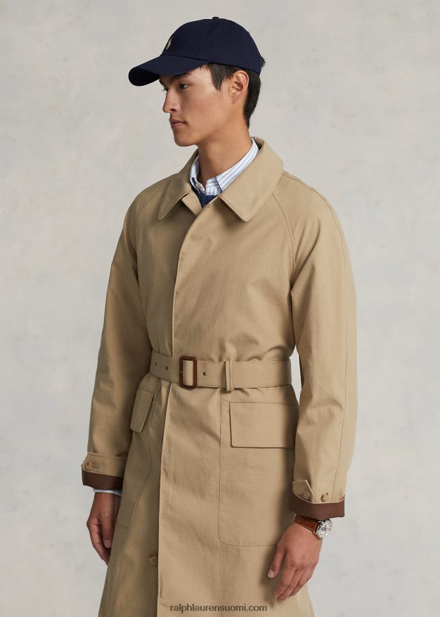 Ralph Lauren miehet kudottu puuvillainen kävelytakki 0Z24ZR1212 beige/tiikki