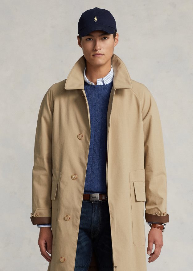 Ralph Lauren miehet kudottu puuvillainen kävelytakki 0Z24ZR1212 beige/tiikki