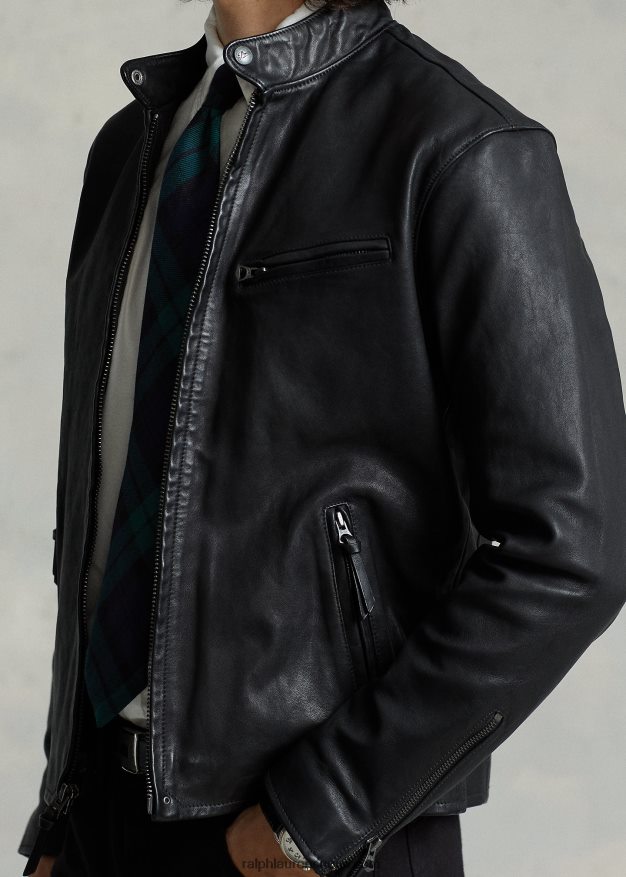 Ralph Lauren miehet lampaannahkainen cafe racer -takki 0Z24ZR1140 musta