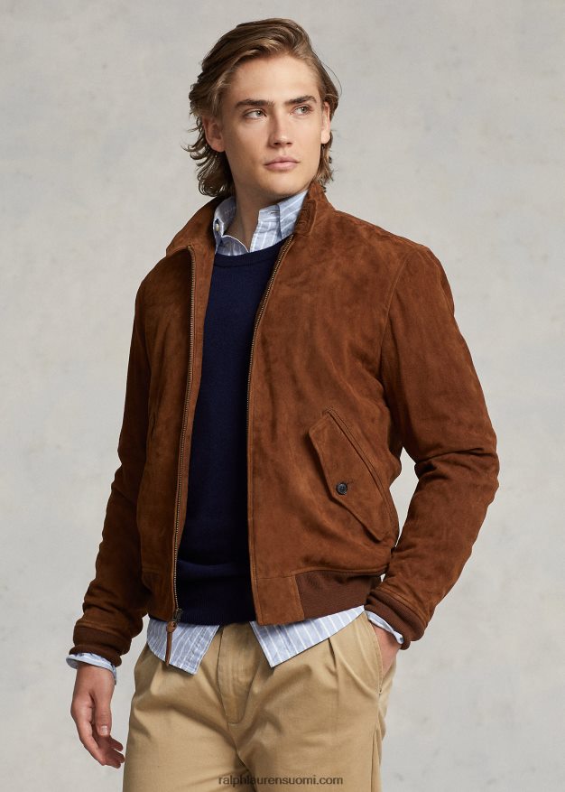 Ralph Lauren miehet mokkanahka takki 0Z24ZR138 maan ruskea
