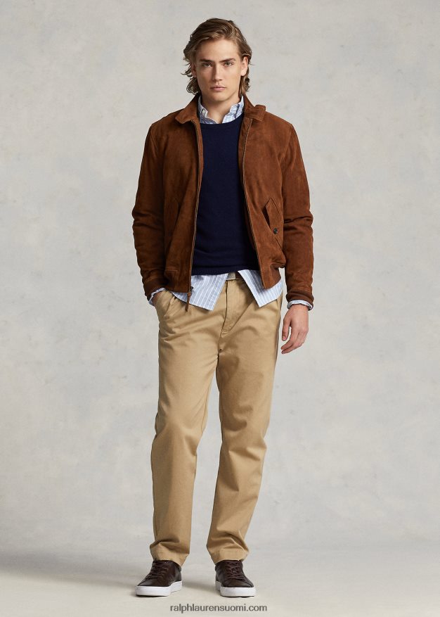 Ralph Lauren miehet mokkanahka takki 0Z24ZR138 maan ruskea