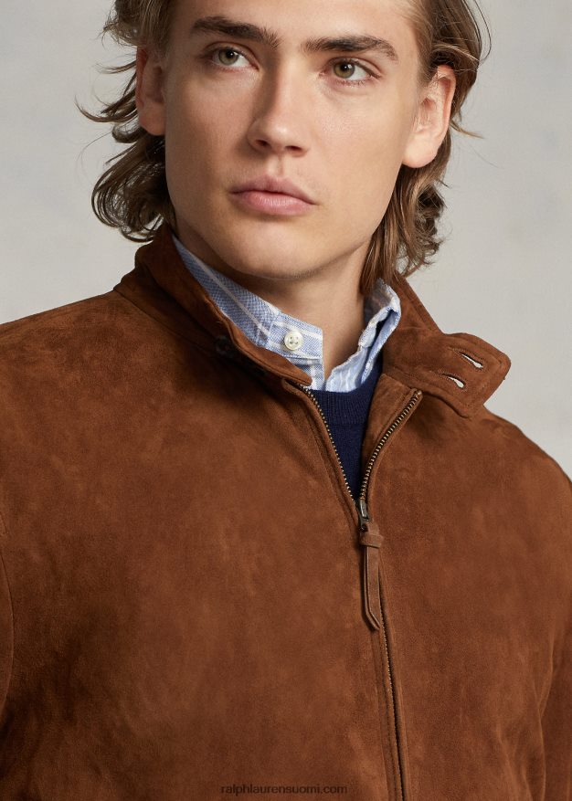 Ralph Lauren miehet mokkanahka takki 0Z24ZR138 maan ruskea