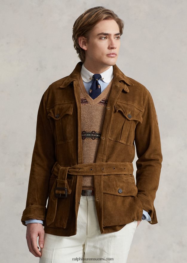 Ralph Lauren miehet mokkanahka vyöllinen yleistakki 0Z24ZR1210 smith brown