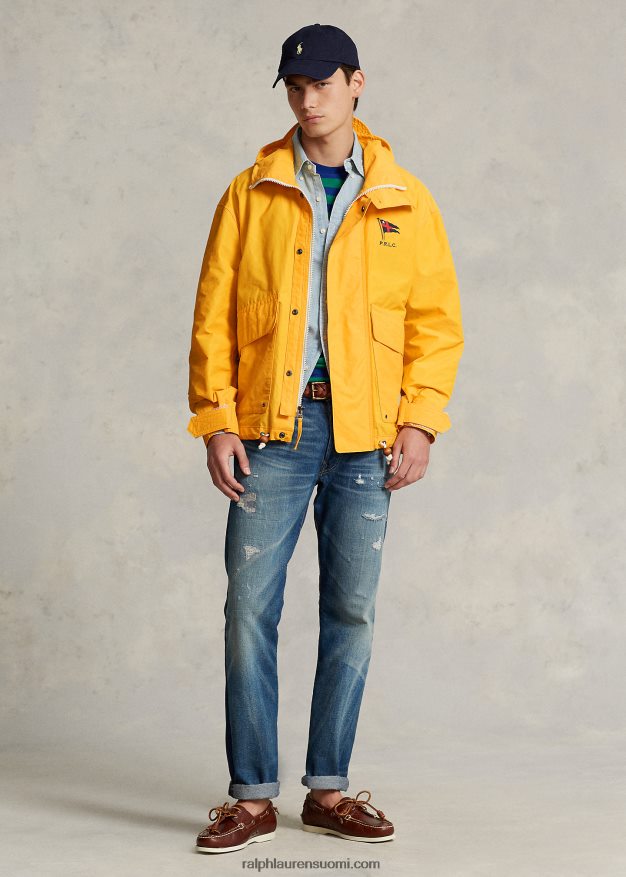 Ralph Lauren miehet päällystetty hupullinen takki 0Z24ZR1280 liukas keltainen