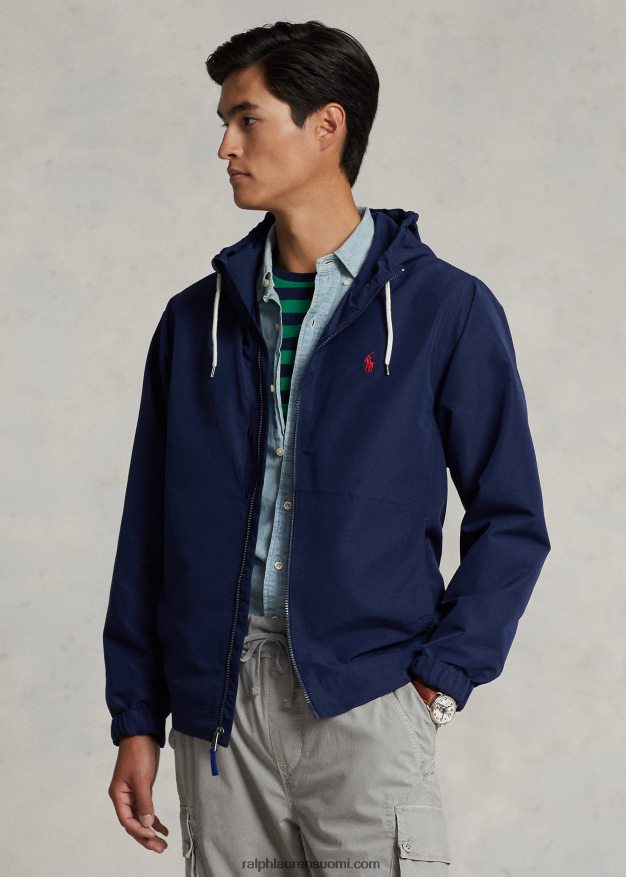 Ralph Lauren miehet pakattava vettä hylkivä hupullinen takki 0Z24ZR1207 newportin laivasto
