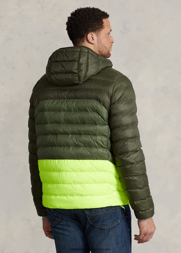 Ralph Lauren miehet pakattava vettä hylkivä hupullinen takki 0Z24ZR1910 tumma salvia multi