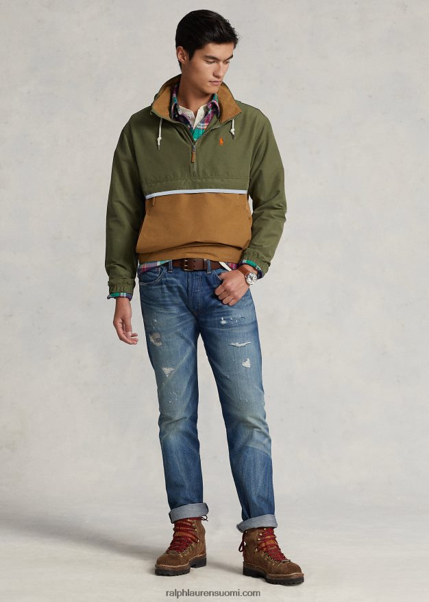 Ralph Lauren miehet pakattava vettä hylkivä hupullinen takki 0Z24ZR8509 lähetys tan multi