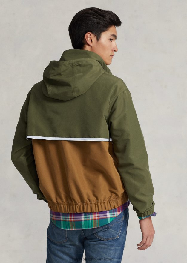 Ralph Lauren miehet pakattava vettä hylkivä hupullinen takki 0Z24ZR8509 lähetys tan multi