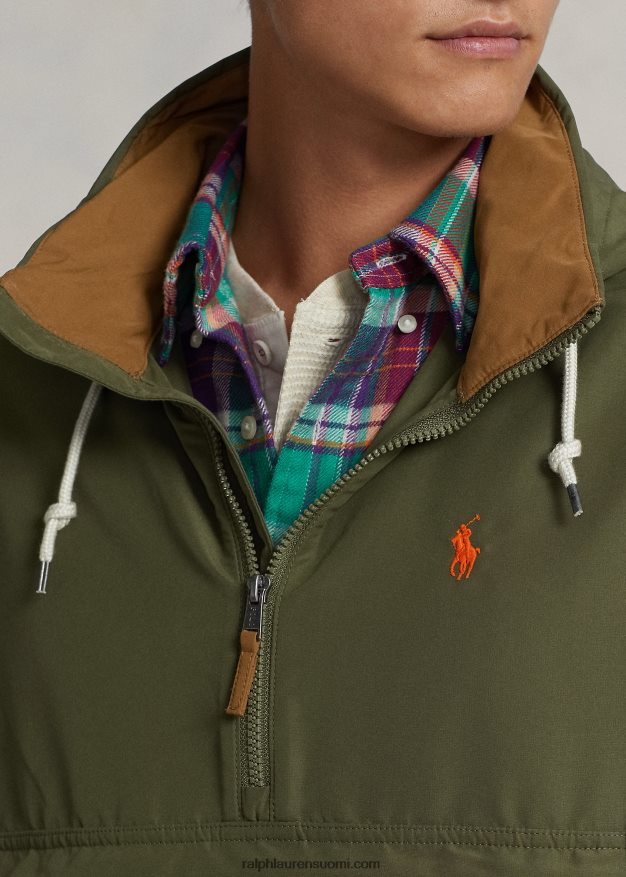 Ralph Lauren miehet pakattava vettä hylkivä hupullinen takki 0Z24ZR8509 lähetys tan multi