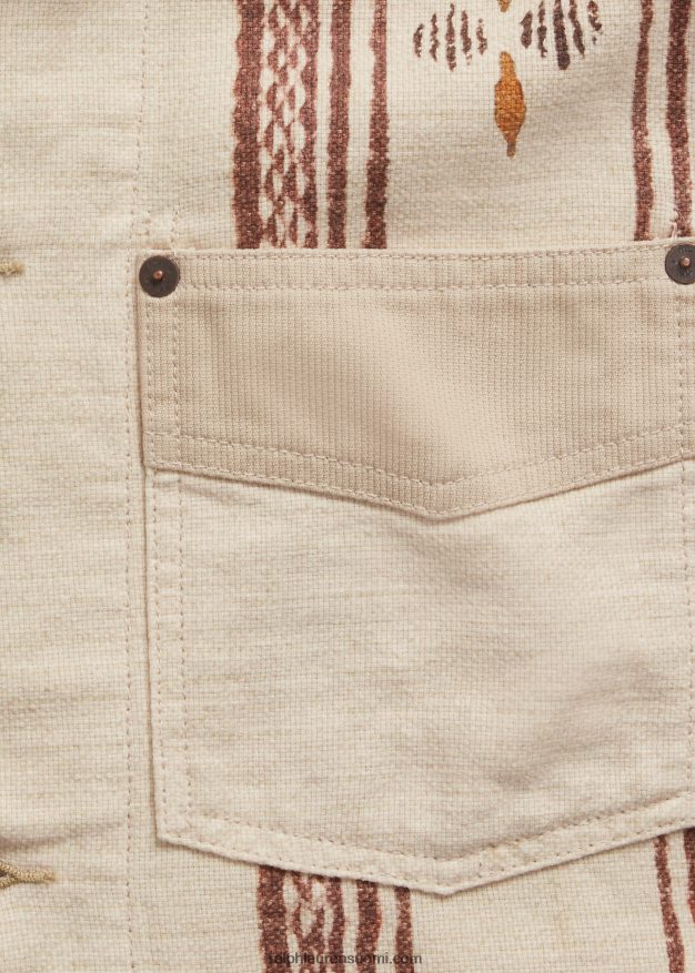 Ralph Lauren miehet pellava-puuvillainen paitatakki 0Z24ZR8703 kivi multi