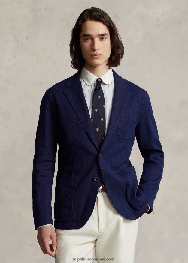 Ralph Lauren miehet pellavasekoite kalanruoto urheilutakki 0Z24ZR1192 laivasto