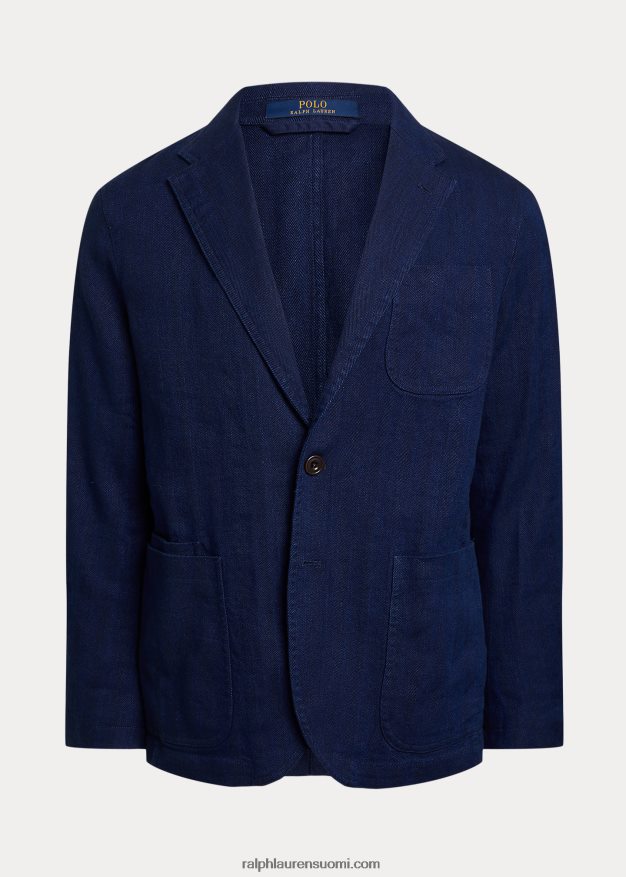 Ralph Lauren miehet pellavasekoite kalanruoto urheilutakki 0Z24ZR1192 laivasto