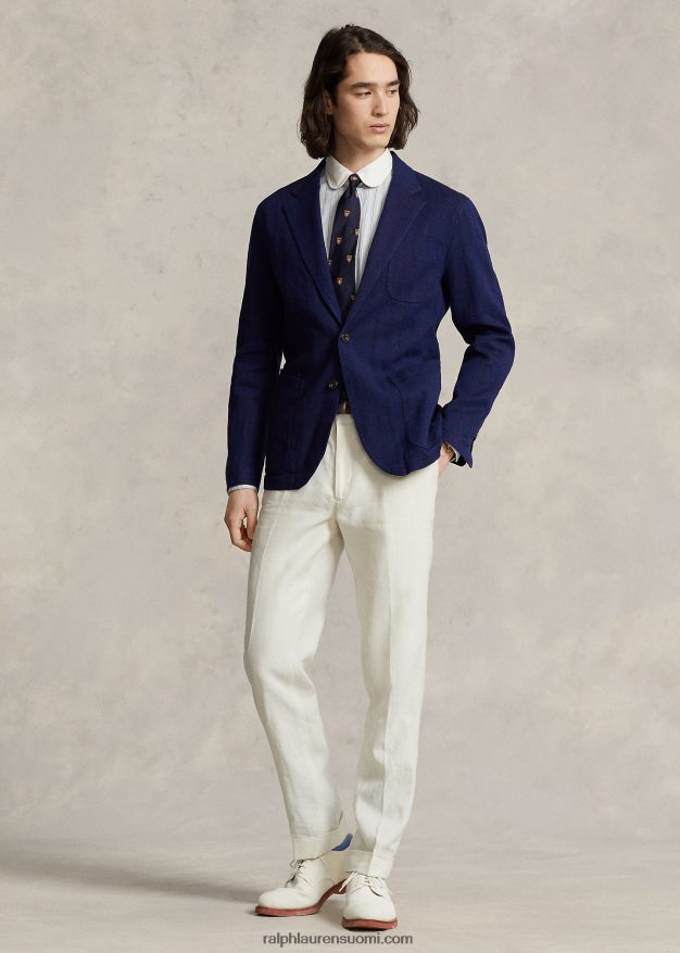 Ralph Lauren miehet pellavasekoite kalanruoto urheilutakki 0Z24ZR1192 laivasto