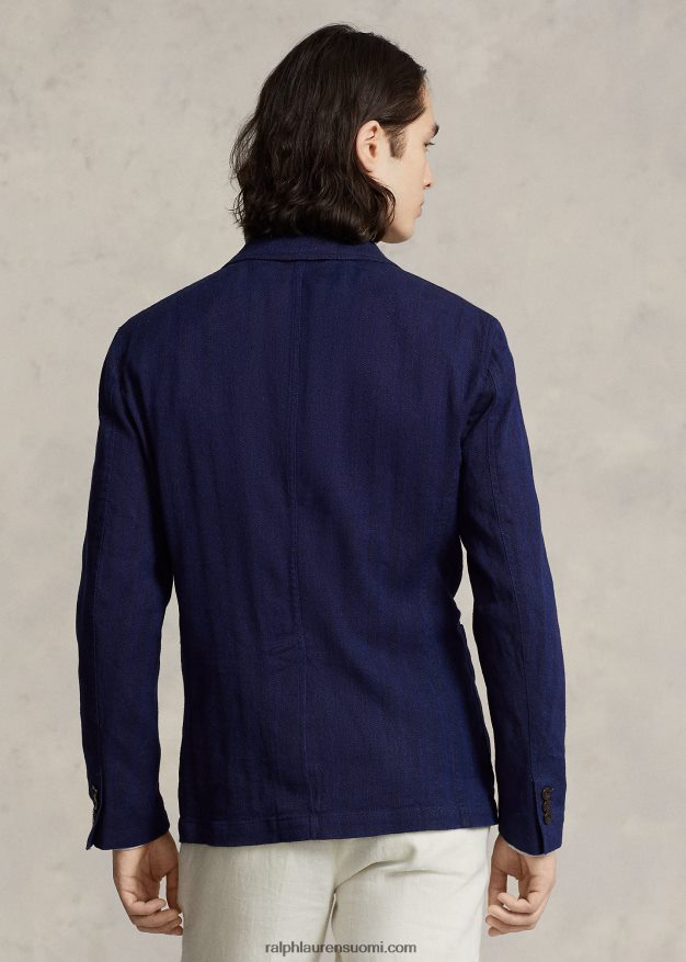 Ralph Lauren miehet pellavasekoite kalanruoto urheilutakki 0Z24ZR1192 laivasto