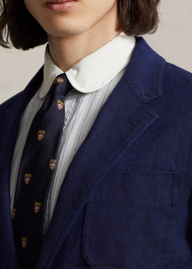 Ralph Lauren miehet pellavasekoite kalanruoto urheilutakki 0Z24ZR1192 laivasto