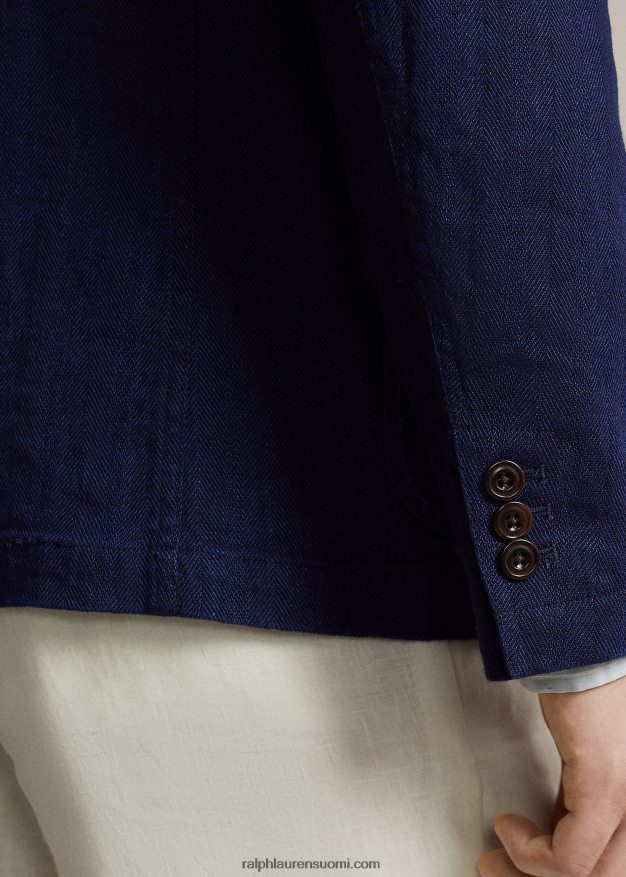 Ralph Lauren miehet pellavasekoite kalanruoto urheilutakki 0Z24ZR1192 laivasto