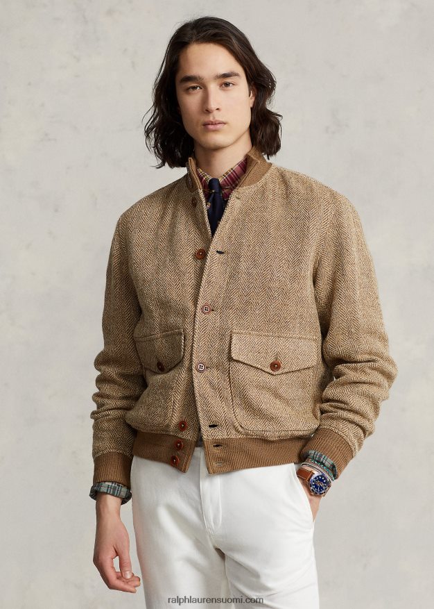 Ralph Lauren miehet pellavasekoitettu tweed-takki 0Z24ZR8612 ruskea/ruskea