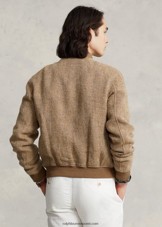 Ralph Lauren miehet pellavasekoitettu tweed-takki 0Z24ZR8612 ruskea/ruskea