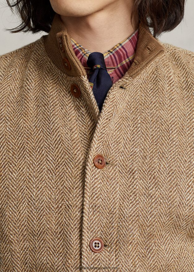 Ralph Lauren miehet pellavasekoitettu tweed-takki 0Z24ZR8612 ruskea/ruskea