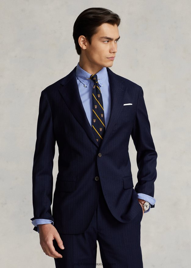 Ralph Lauren miehet poolo pehmeä neularaitainen villapukutakki 0Z24ZR1216 laivasto neularaita