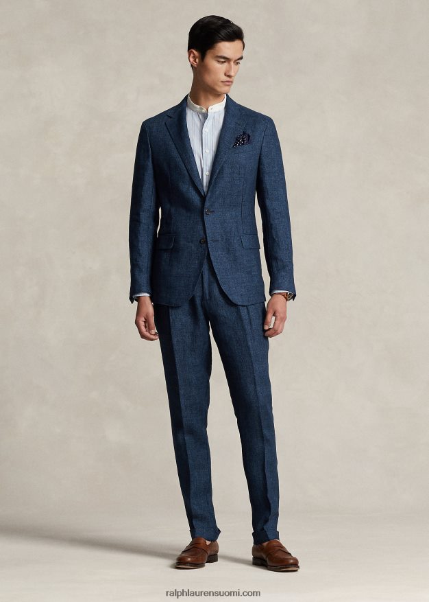 Ralph Lauren miehet poolo pehmeä pellava kalanruototakki 0Z24ZR496 laivasto