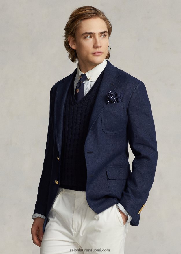 Ralph Lauren miehet poolo pehmeä pellavapukutakki 0Z24ZR1167 laivasto