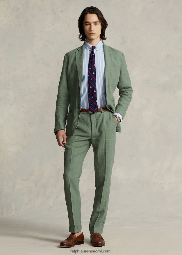 Ralph Lauren miehet poolo pehmeä pellavapukutakki 0Z24ZR8458 lastin vihreä