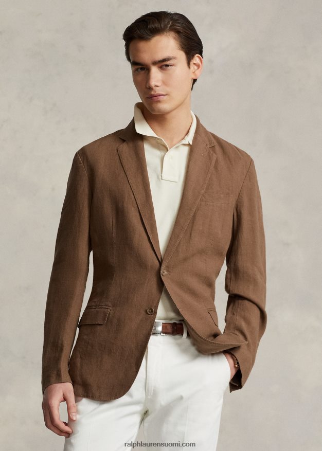 Ralph Lauren miehet poolo pehmeä pellavapukutakki 0Z24ZR8459 matkalaukku ruskea