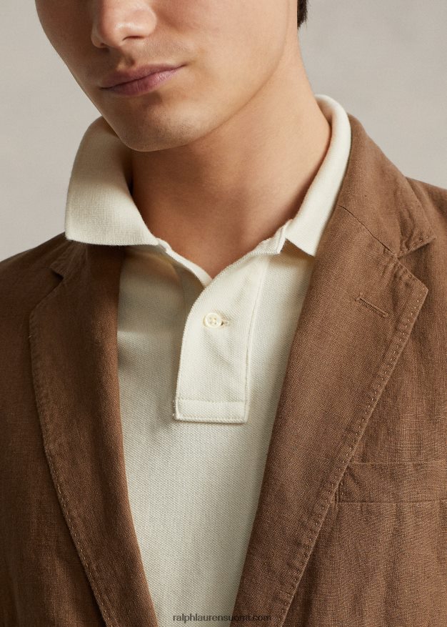 Ralph Lauren miehet poolo pehmeä pellavapukutakki 0Z24ZR8459 matkalaukku ruskea