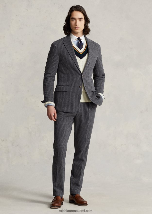 Ralph Lauren miehet poolo pehmeä pinstripe-neulottu pukutakki 0Z24ZR1161 tummanharmaa
