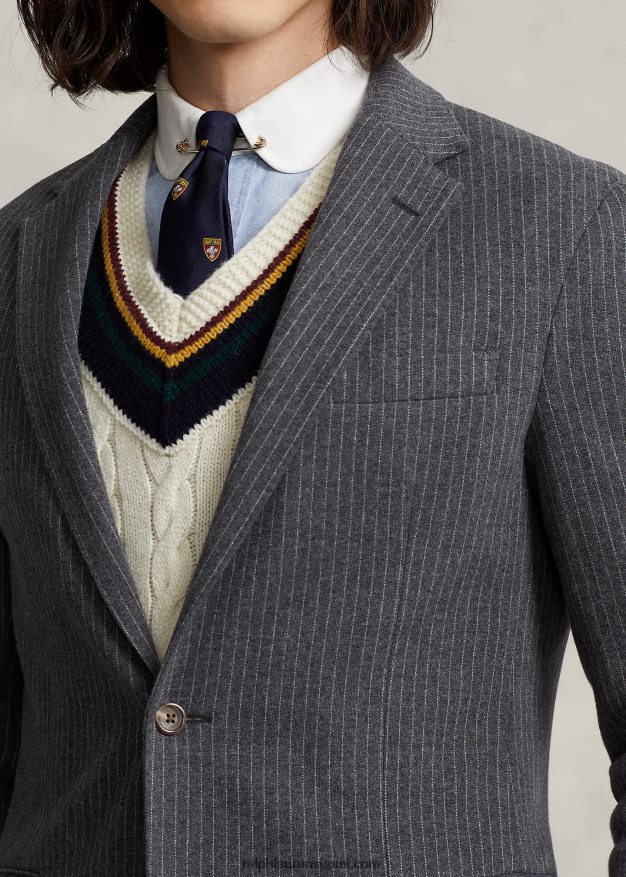 Ralph Lauren miehet poolo pehmeä pinstripe-neulottu pukutakki 0Z24ZR1161 tummanharmaa