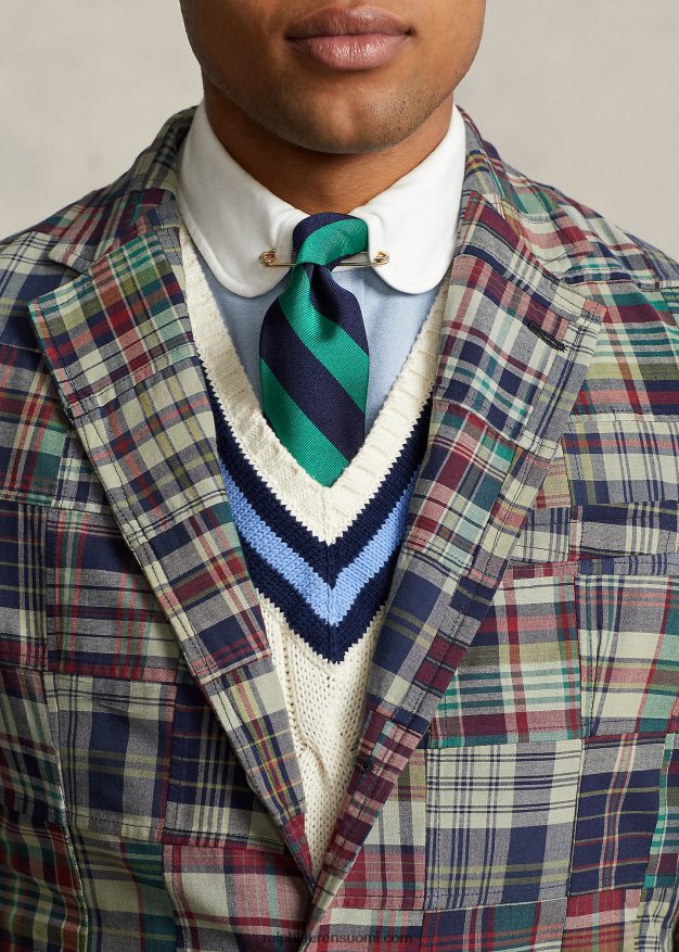 Ralph Lauren miehet poolo pehmeä tilkkutäkki madras-pukutakki 0Z24ZR1120 tilkkutäkki