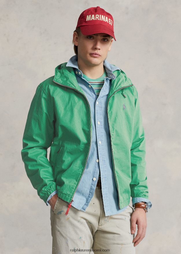 Ralph Lauren miehet popliinihupullinen takki 0Z24ZR947 lautan vihreä
