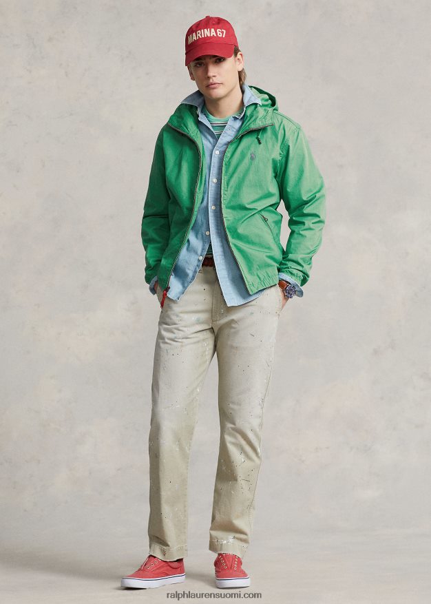 Ralph Lauren miehet popliinihupullinen takki 0Z24ZR947 lautan vihreä